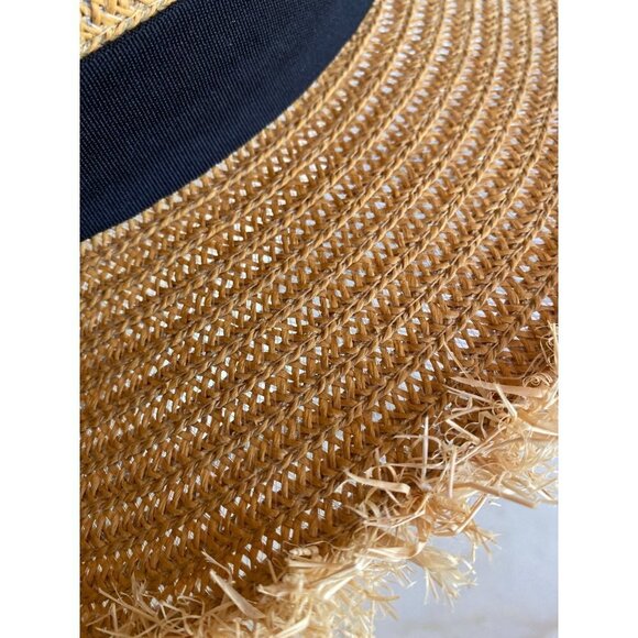 Etoile Coral Straw Sun Hat Black Ribbon Trim One Size - Picture 5 of 9
